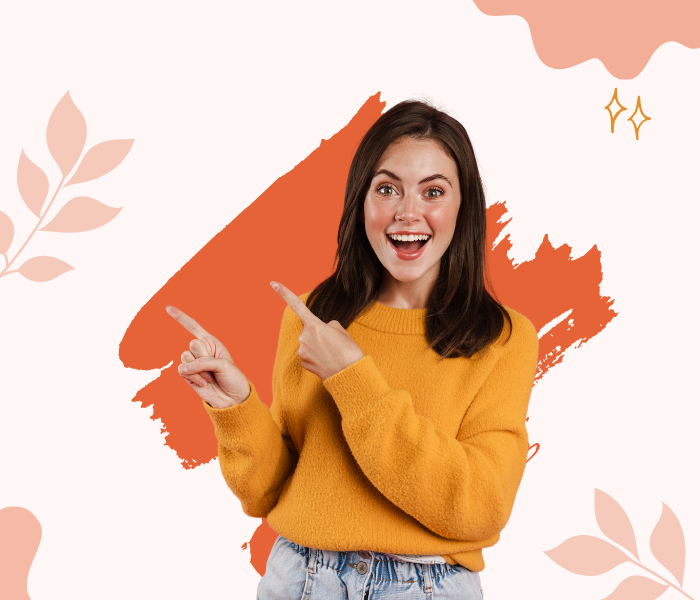 A lady pointing to left side