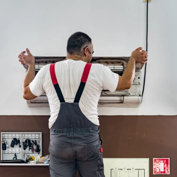 HVAC technician fixing ac unit